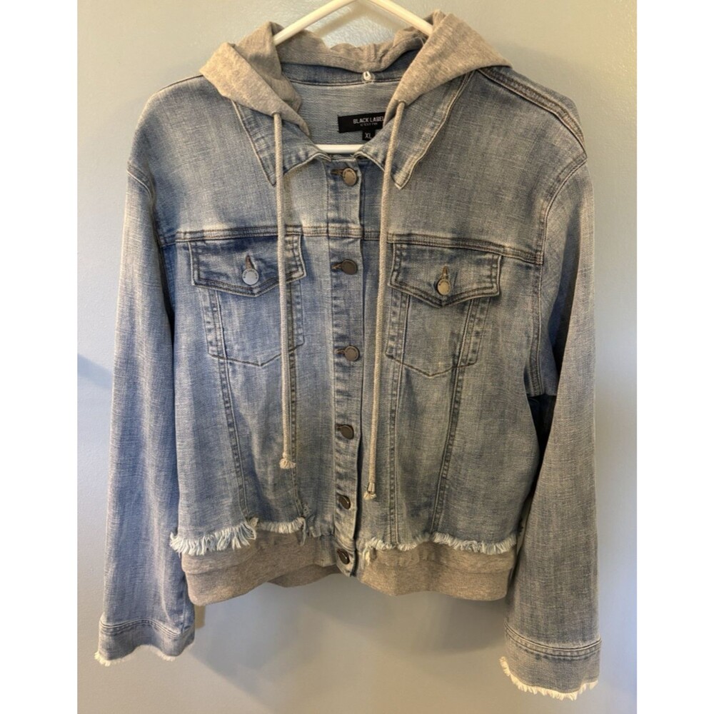 Black Label C’est Toi Hooded Jean Jacket Denim & Grey XL